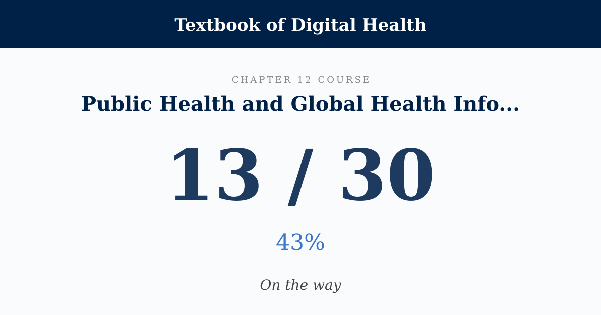 Score card: 13 of 30 on Public Health and Global Health Informatics