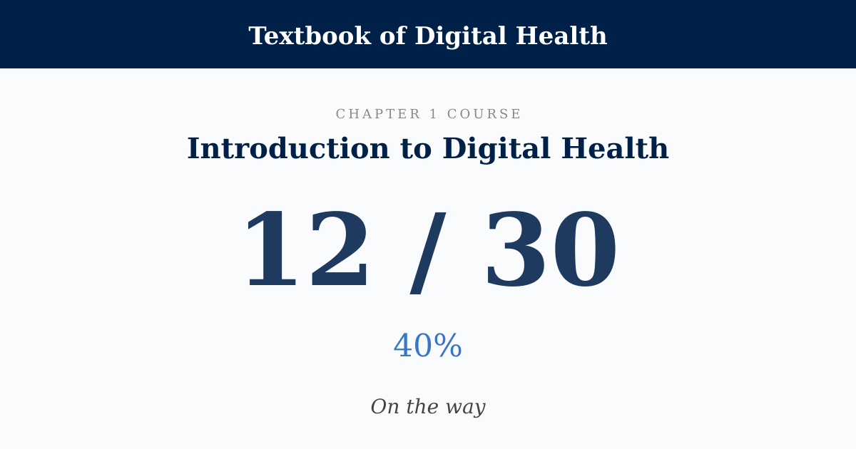 Score card: 12 of 30 on Introduction to Digital Health