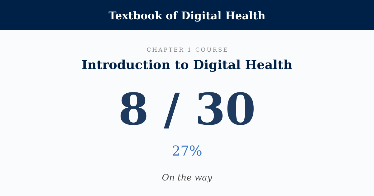 Score card: 8 of 30 on Introduction to Digital Health